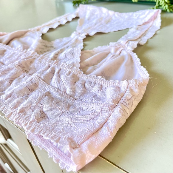 FREE PEOPLE Intimately 🌸 Galloon Racerback Floral Lace Bralette, Ballet | S - Picture 7 of 15